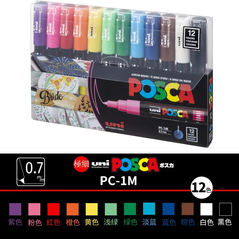 UNI POSCA Marker Pen - PC-1M -8/12 Pack - Poster Graffiti Pen - Multipack