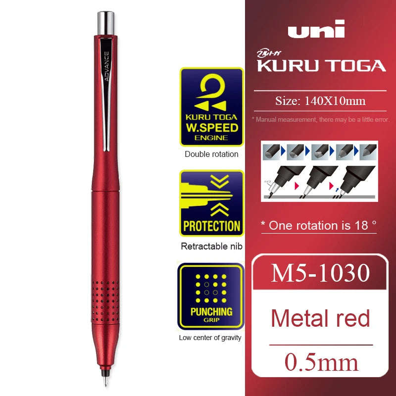 UNI Kuru Toga Mechanical Pencil - M5-1030 - Metal - 0.5Mm - Japan