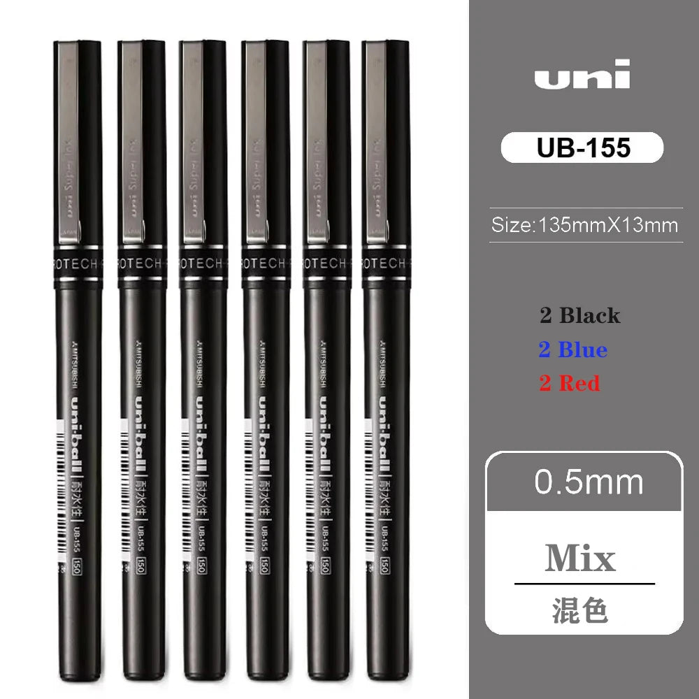 UNI Uniball - 0.7/0.5Mm - Water Resistant Ball Pen - UB-155/177 - 6Pcs  - Japan