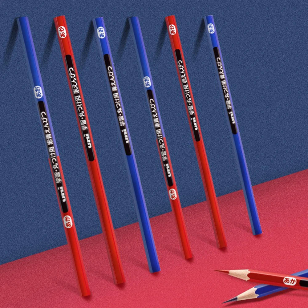 UNI Hexagonal Wooden Color Pencil Set - 772 - Blue/Red - 12Pcs - Japan  