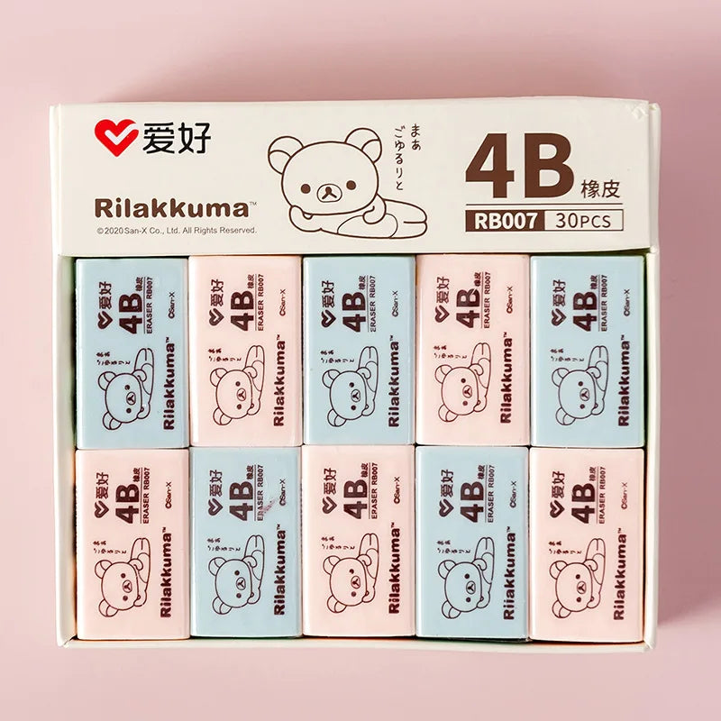 Rilakkuma 4B Eraser - 6 Pieces - Pink/Blue- Japan
