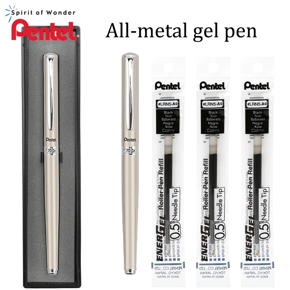 Pentel Stainless Steel Metal Pen - K600 - 0.7Mm Black Ink Ballpoint Pen