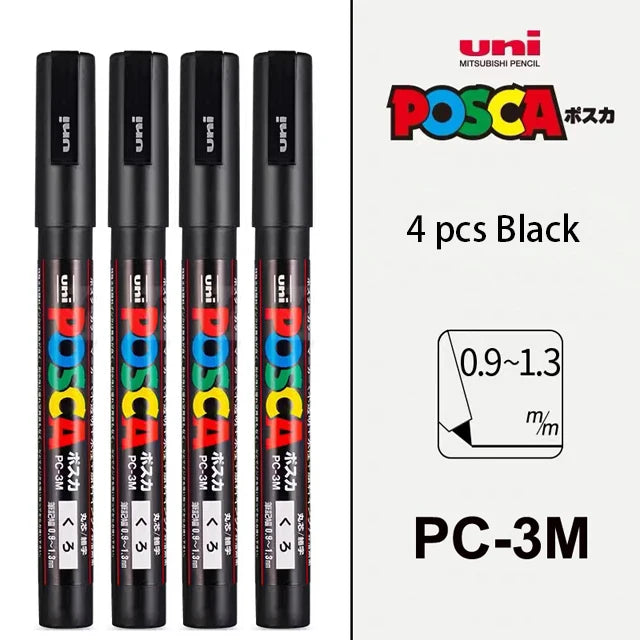 UNI POSCA Markers Pen Set - PC-1M/3M/5M - Multi-Pack