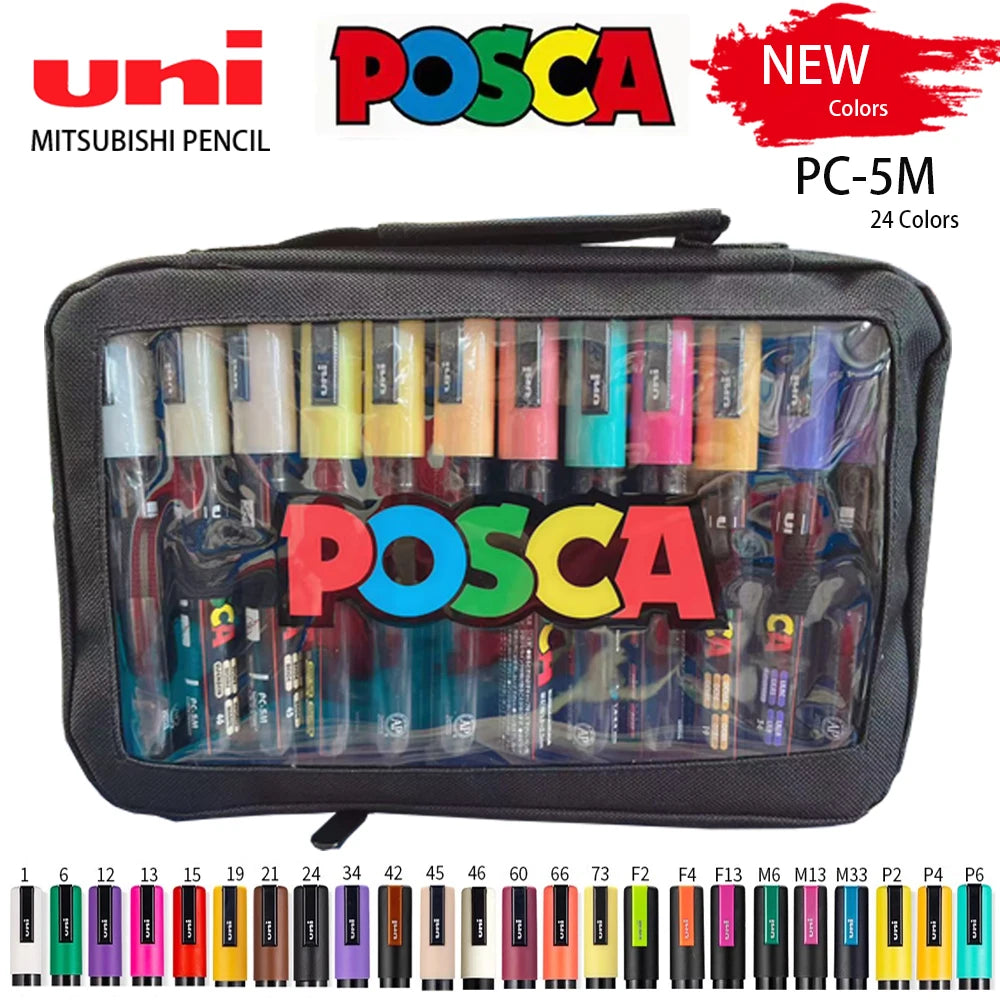 UNI POSCA - 24Colors Posca Marker Pen Set - PC-5M /PC-3M - Japan