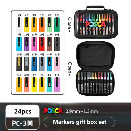 UNI POSCA - 24Colors Posca Marker Pen Set - PC-5M /PC-3M - Japan