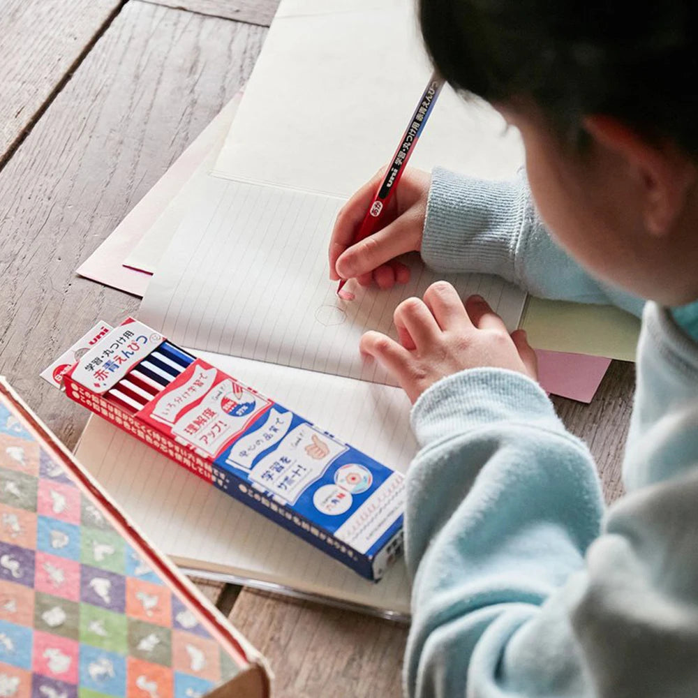 UNI Hexagonal Wooden Color Pencil Set - 772 - Blue/Red - 12Pcs - Japan  