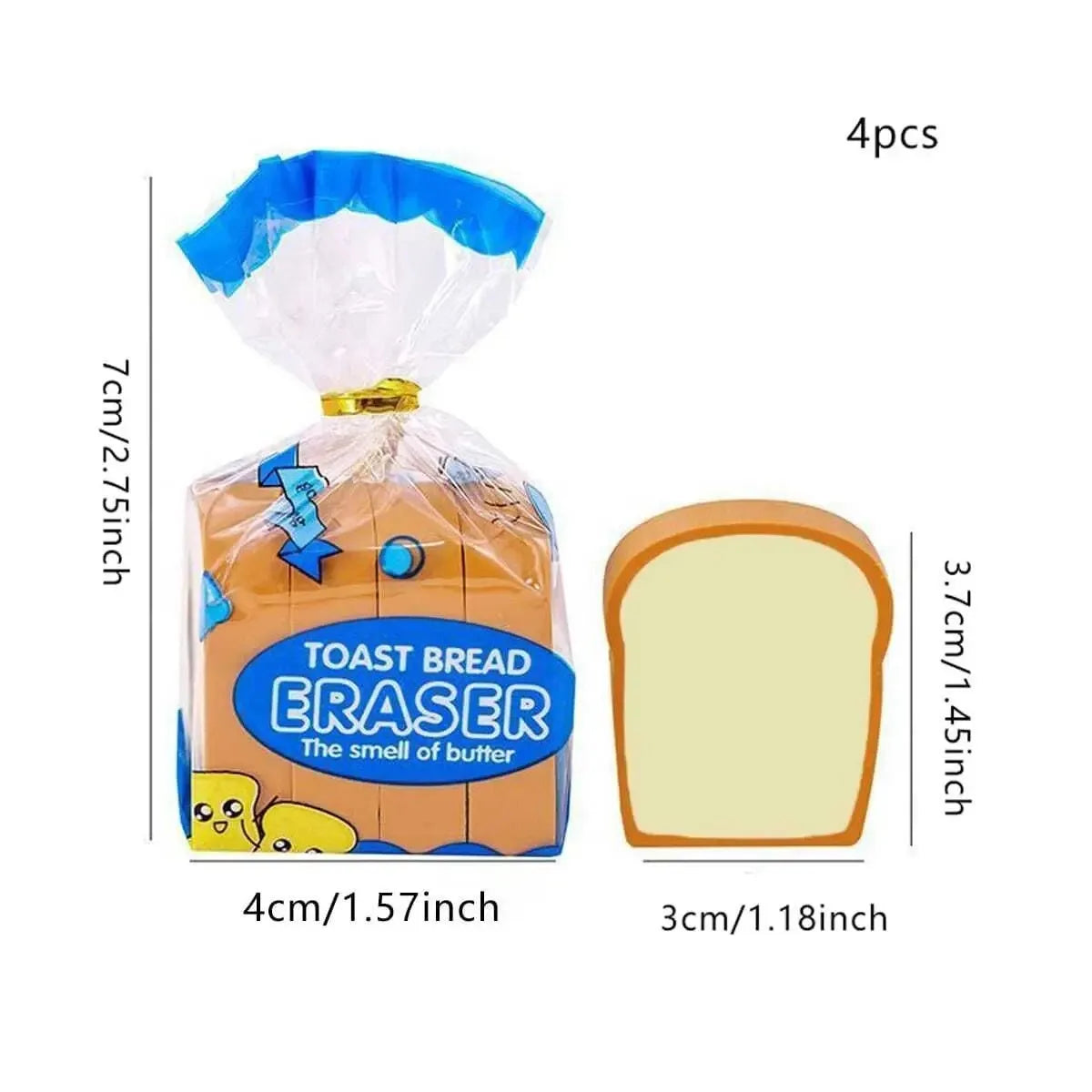 Toast Bread Eraser Rubber - 4Pcs/Lot - Japan