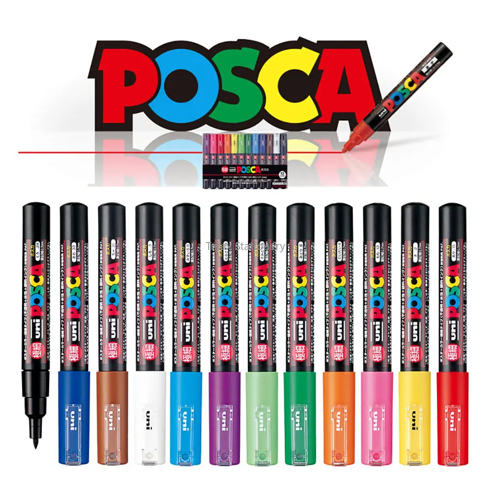UNI POSCA Marker Pen -  PC-1M -8/12 Pack - Poster Graffiti Pen  - Multipack 
