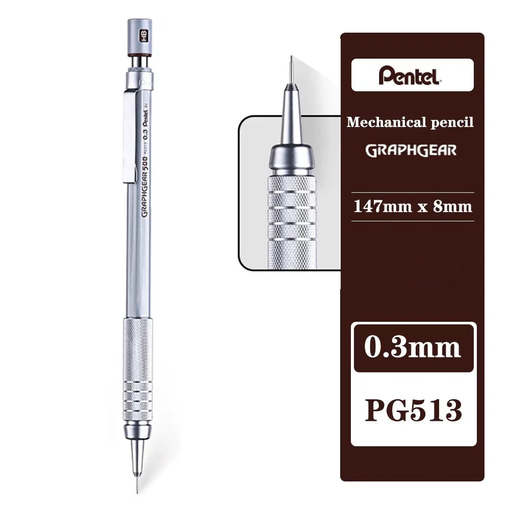 Pentel Graphgear 500 - Drafting Mechanical Pencil - 0.3 /0.5/0.7/0.9Mm - Japan