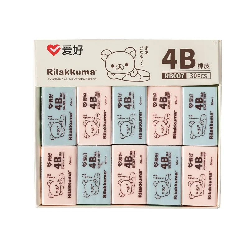 Rilakkuma 4B Eraser - 6 Pieces - Pink/Blue- Japan