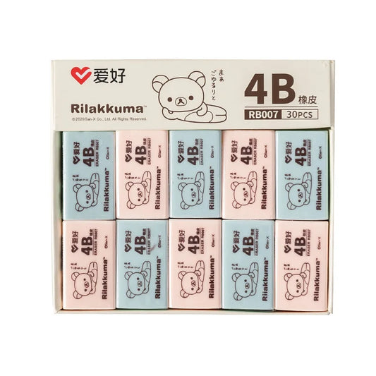 Rilakkuma 4B Eraser - 6 Pieces - Pink/Blue- Japan