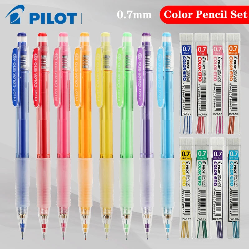Pilot Mechanical Pencil Set - HCR-197 - 8 Pieces - Coloured Lead Core - 0.7Mm - Japan - 
