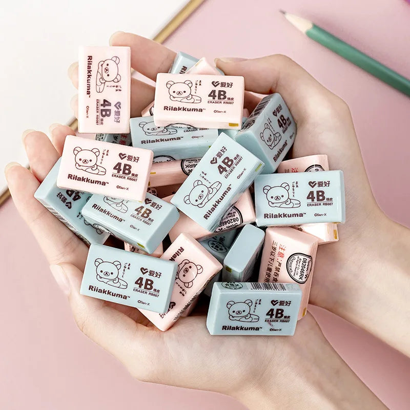 Rilakkuma 4B Eraser - 6 Pieces - Pink/Blue- Japan