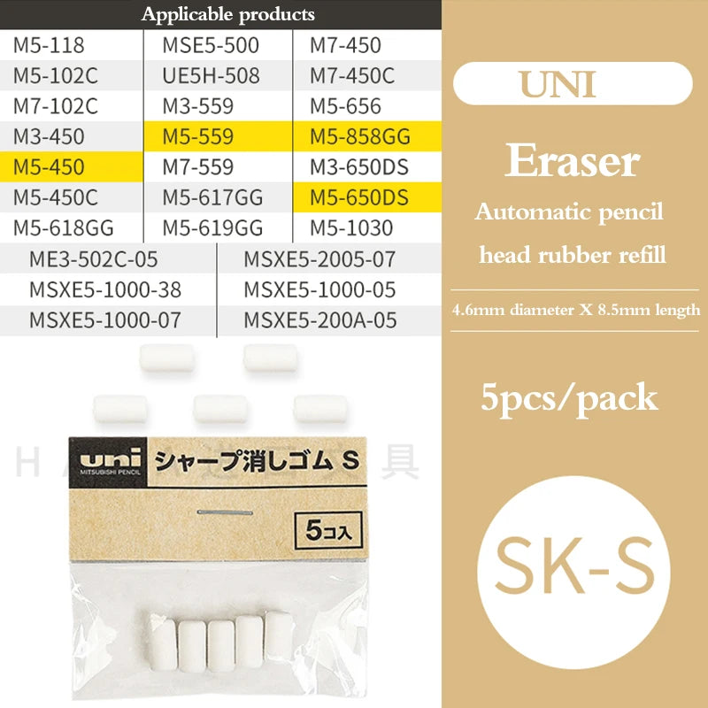 UNI Eraser - M5-559 - Replacement Rubber Refill - 5/Pcs - Japan