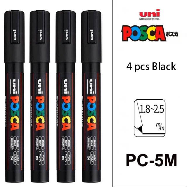 UNI POSCA Markers Pen Set - PC-1M/3M/5M - Multi-Pack