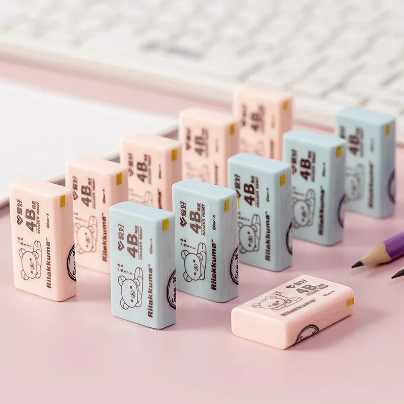 Rilakkuma 4B Eraser - 6 Pieces - Pink/Blue- Japan