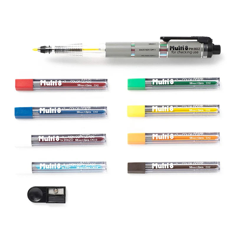 Pentel Pencil Lead Holder and Lead Set - Multi 8 Set - PH802/3- Automatic - Japan