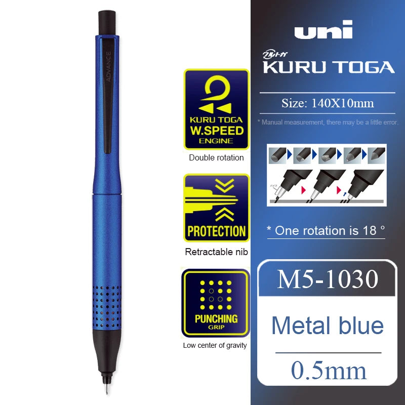 UNI Kuru Toga Mechanical Pencil - M5-1030 - Metal - 0.5Mm - Japan
