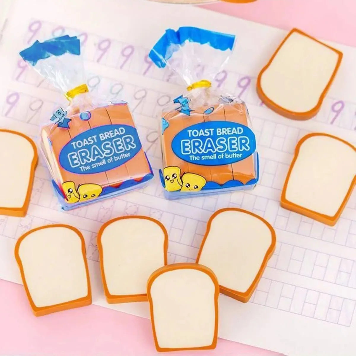 Toast Bread Eraser Rubber - 4Pcs/Lot - Japan