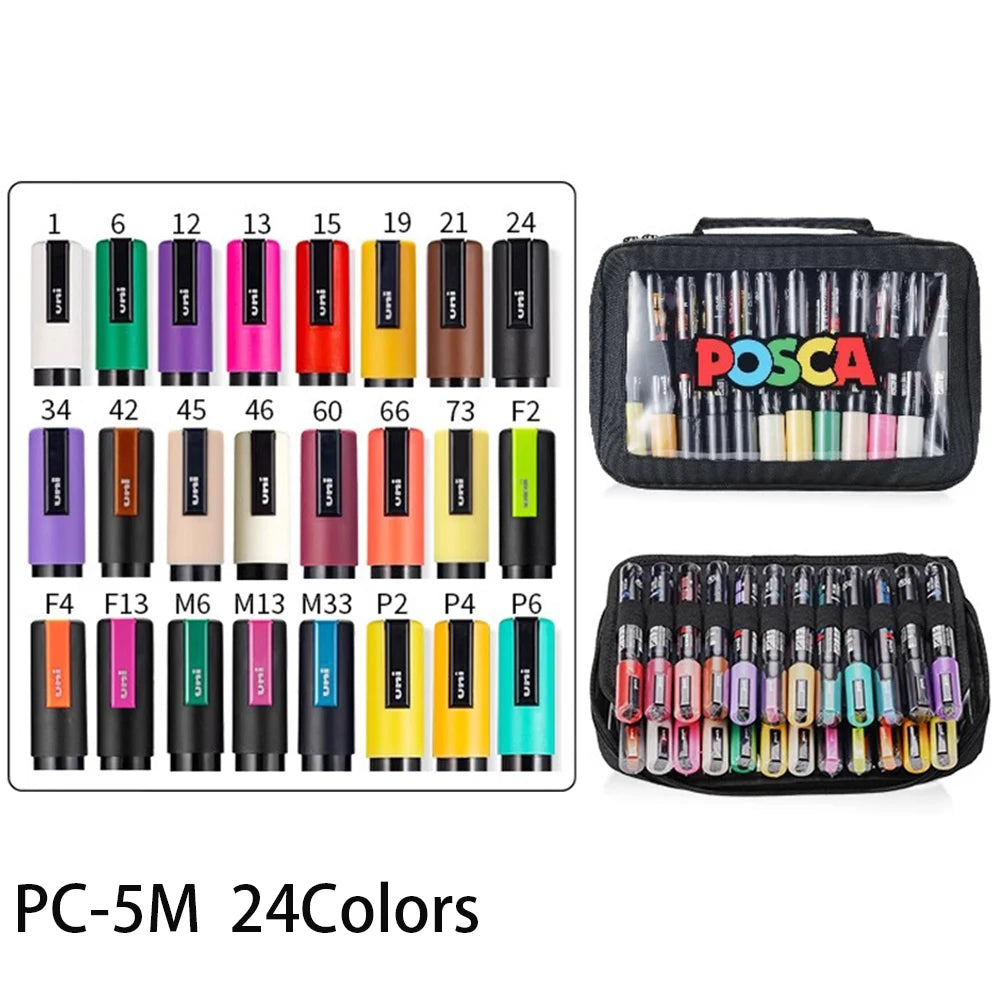 UNI POSCA - 24Colors Posca Marker Pen Set - PC-5M /PC-3M - Japan