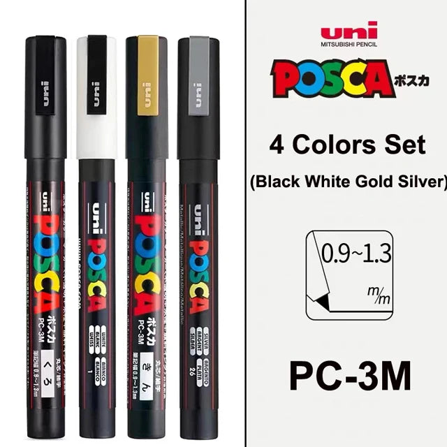 UNI POSCA Markers Pen Set - PC-1M/3M/5M - Multi-Pack