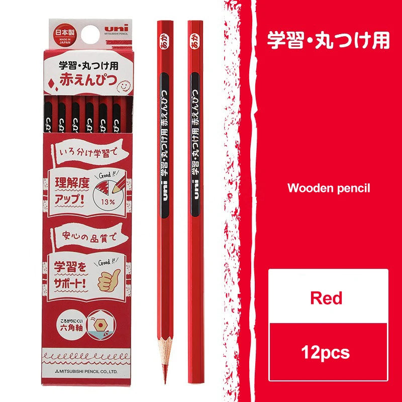 UNI Hexagonal Wooden Color Pencil Set - 772 - Blue/Red - 12Pcs - Japan  