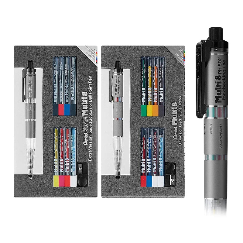Pentel Pencil Lead Holder and Lead Set - Multi 8 Set - PH802/3- Automatic - Japan