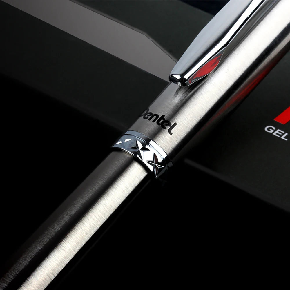 Pentel Stainless Steel Metal Pen - K600 - 0.7Mm Black Ink Ballpoint Pen